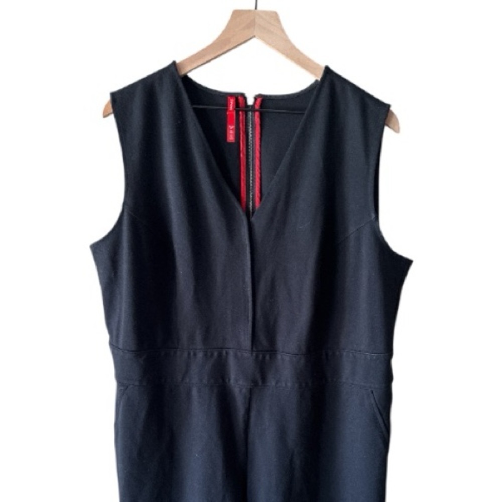 Spanx Perfect Sleeveless Jumpsuit Black 1X Wide Leg Shaping V-Neck Career Chic - Picture 6 of 16